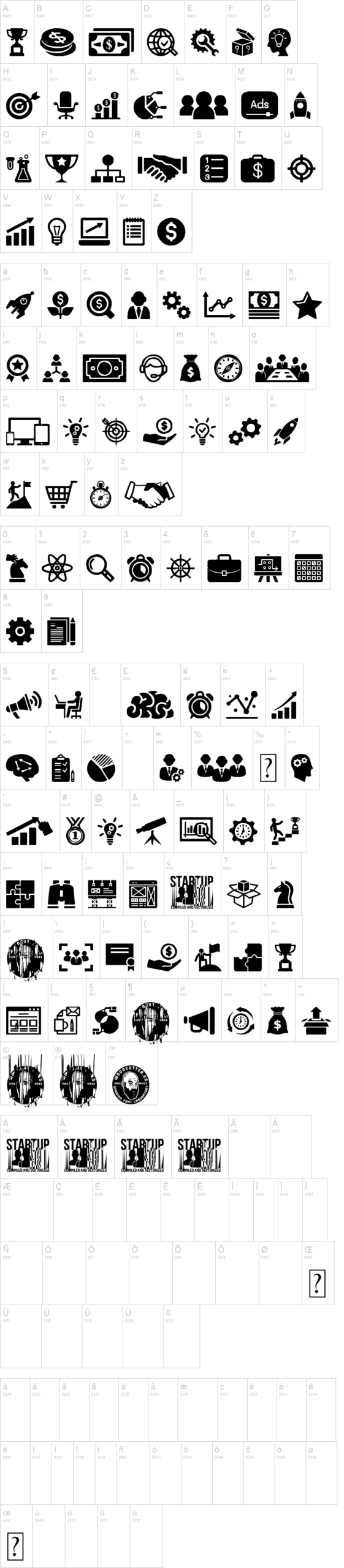 Startup Icons 字体字形表