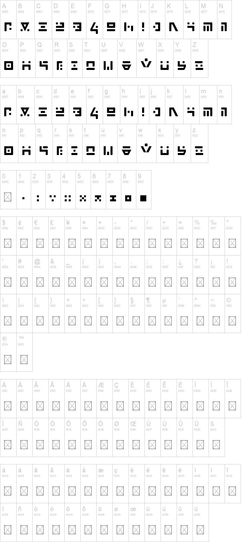 Stray 字体字形表