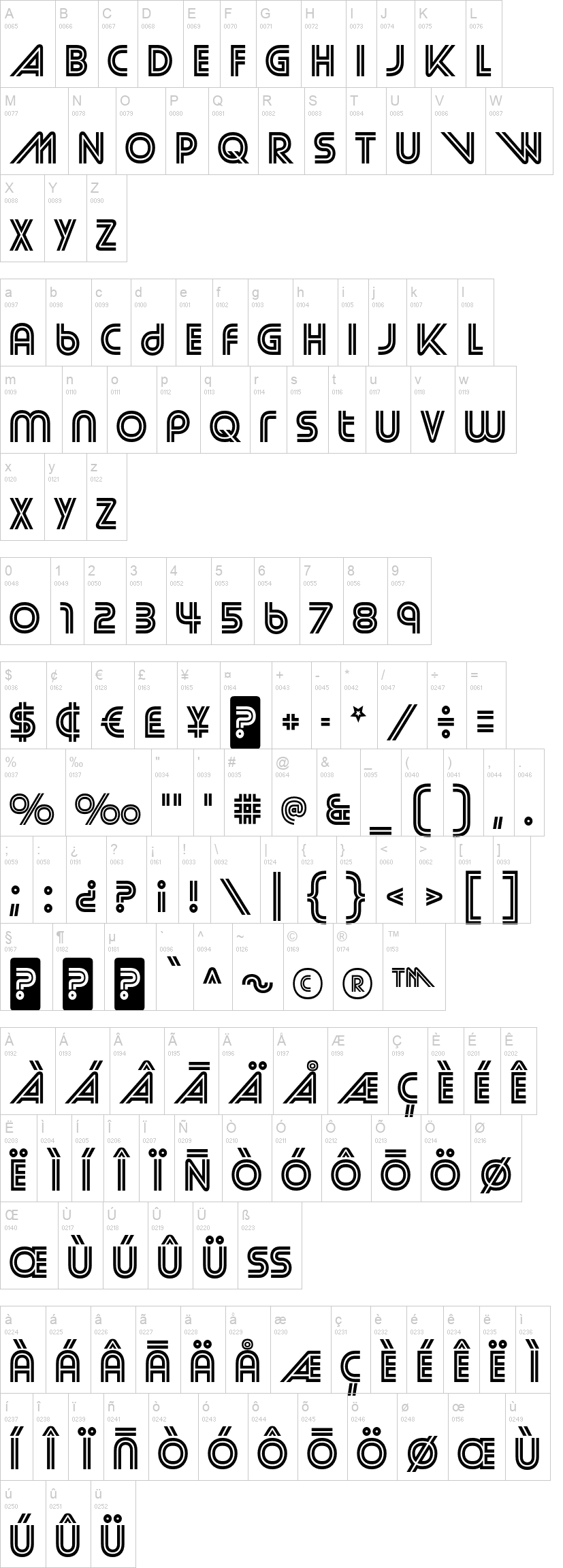 Street Cred 字体字形表