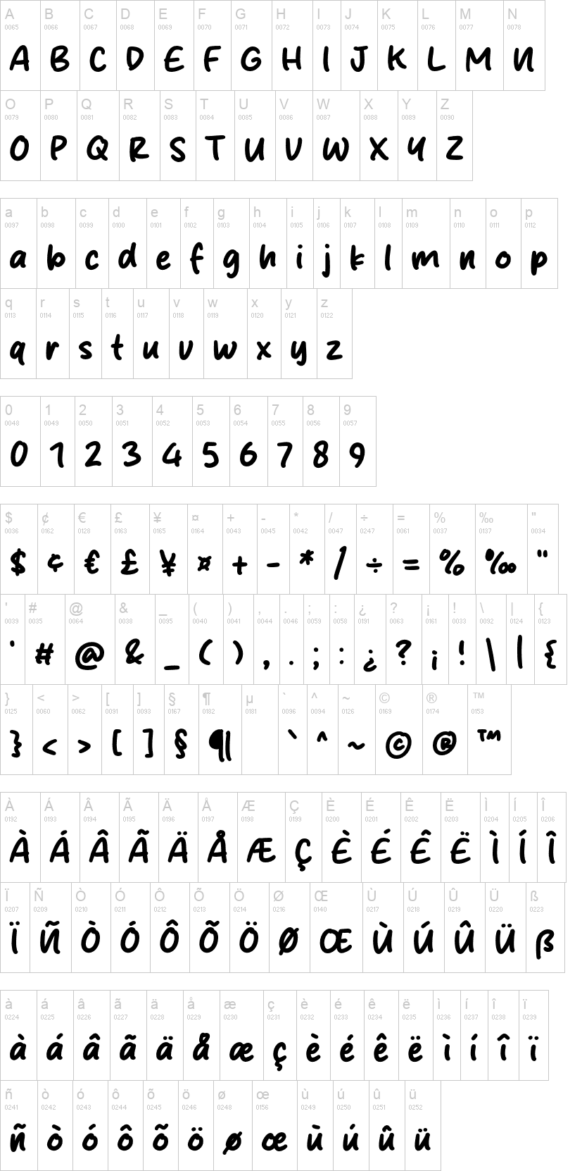 Study Daily 字体字形表