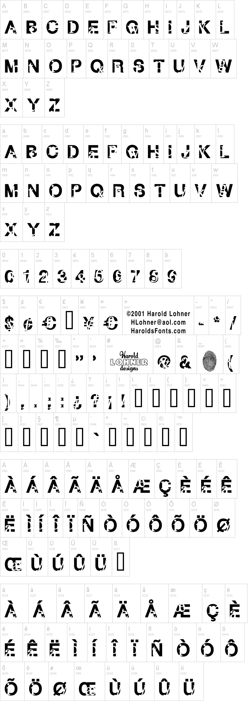 Subtext 字体字形表