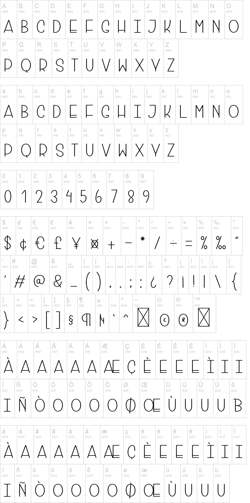 Summer Ghost 字体字形表