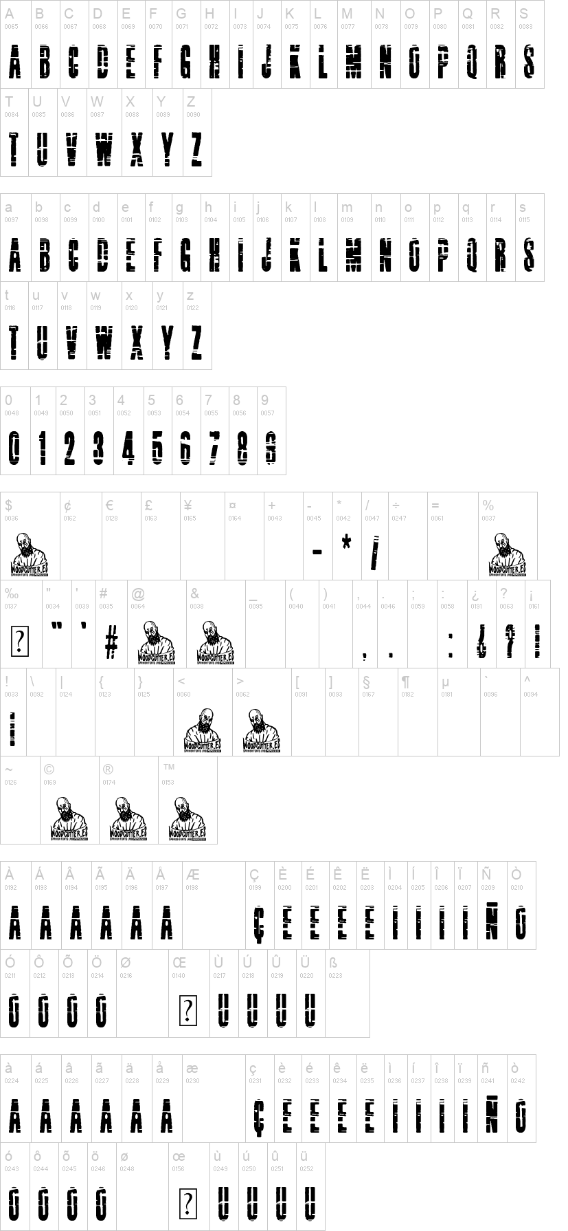 Super Glitch Press 字体字形表