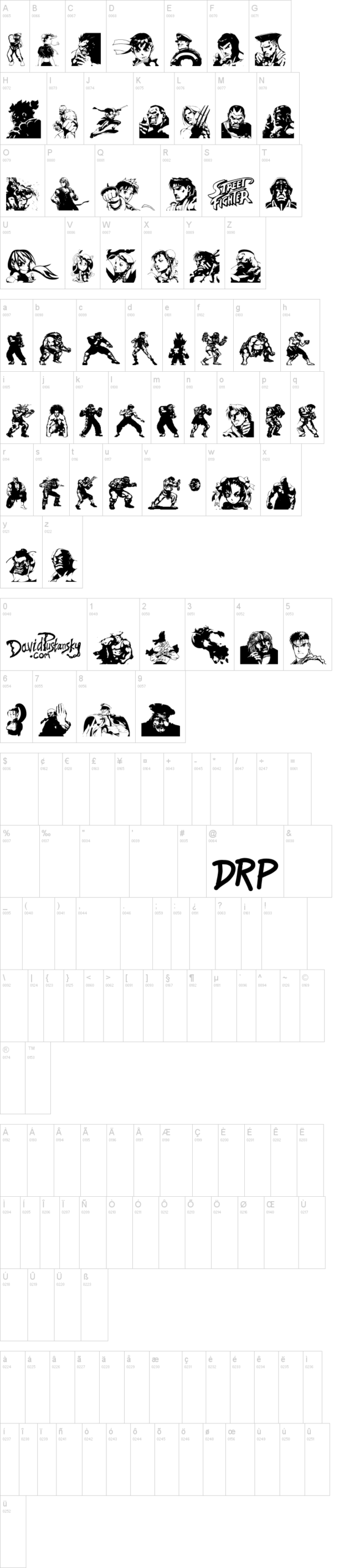 Super Street Fighter Hyper Fonting 字体字形表