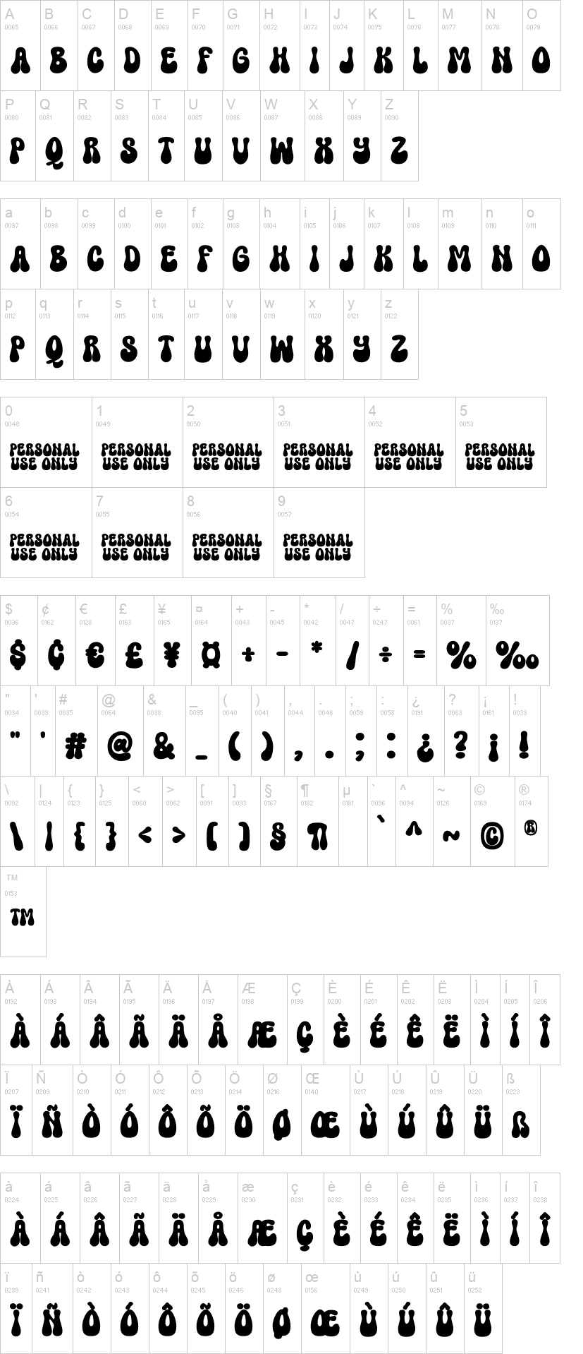 Super Summer 字体字形表