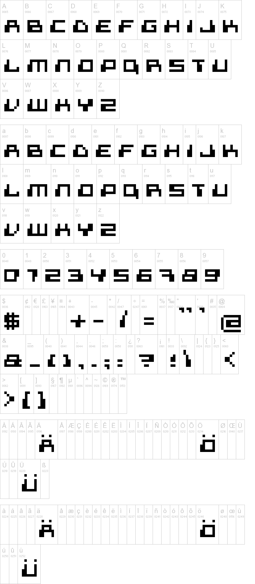 Superdigital 字体字形表