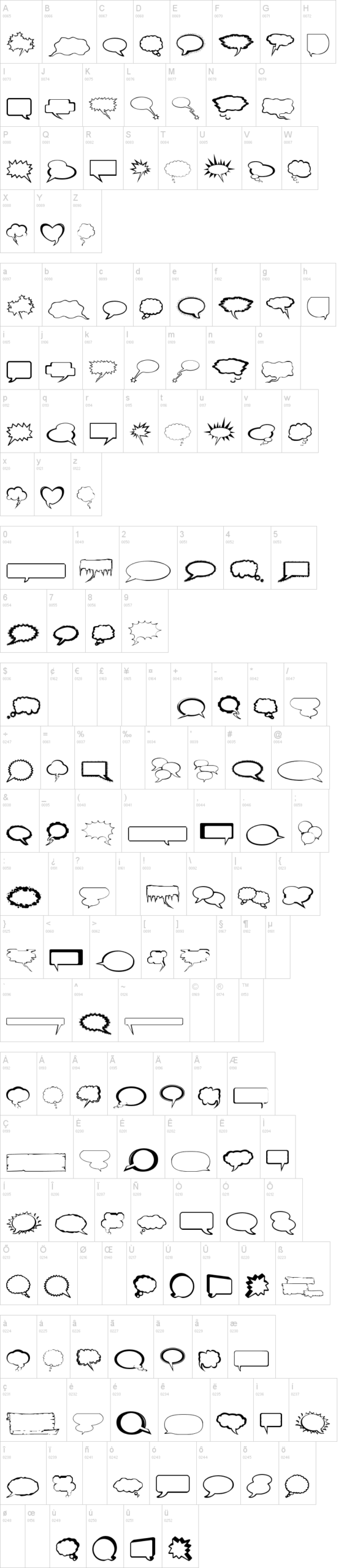Talkies 字体字形表