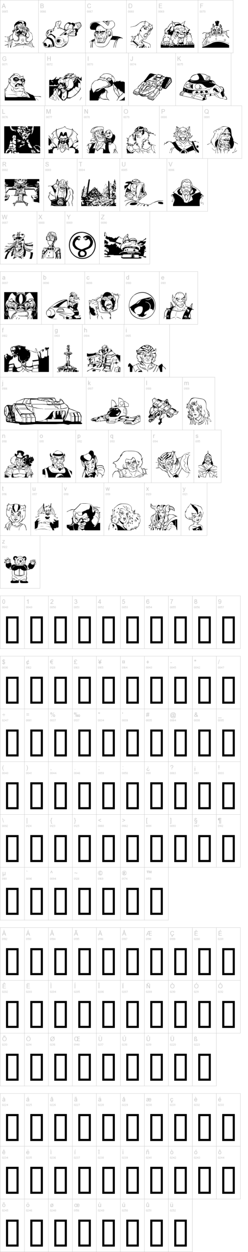 TcatsHo 字体字形表