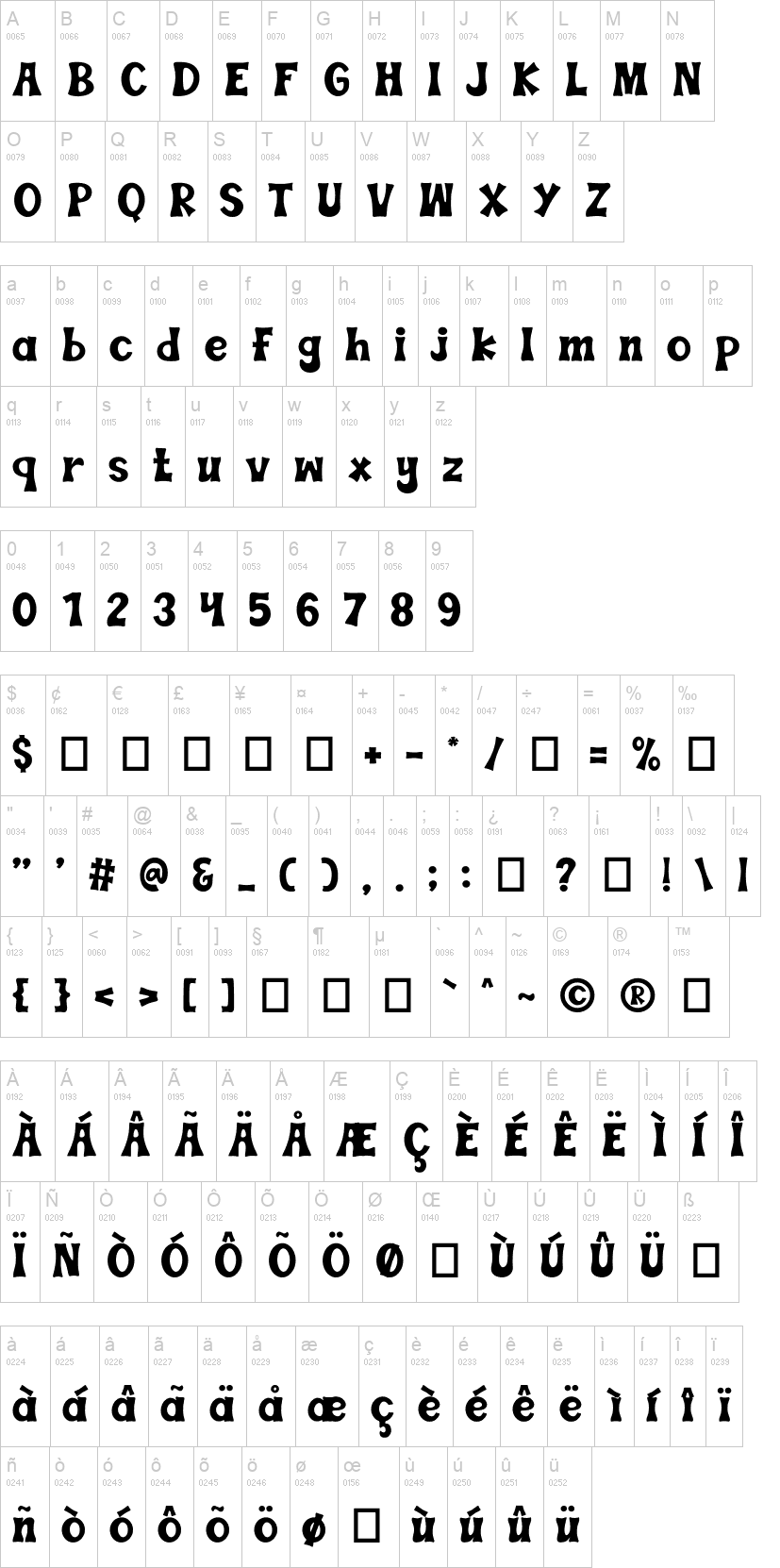 Teacher School 字体字形表