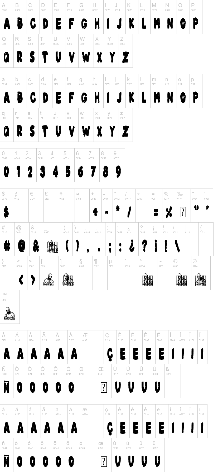 Terror Farm 字体字形表