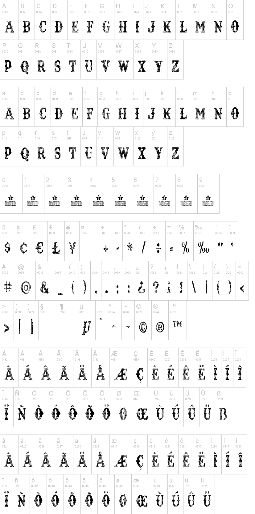 Texas Tango Extra Roth 字体字形表