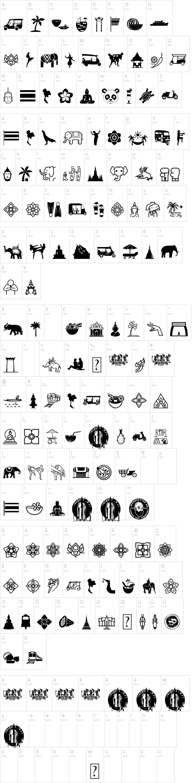 Thailand Icons 字体字形表