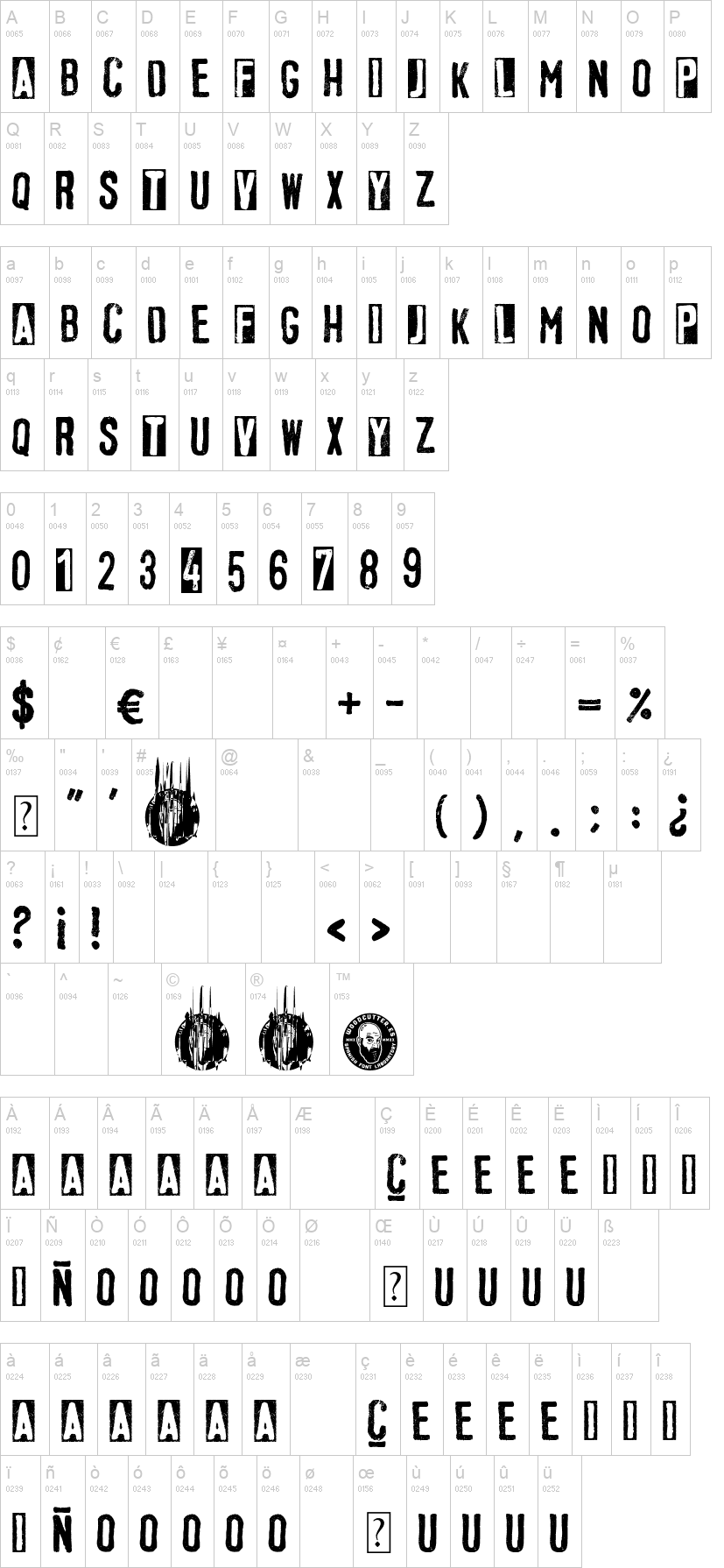 The King Of Wall 字体字形表