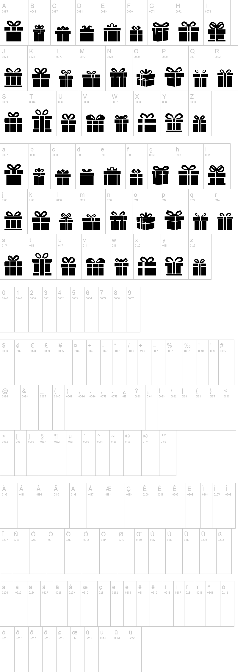The South Box St 字体字形表