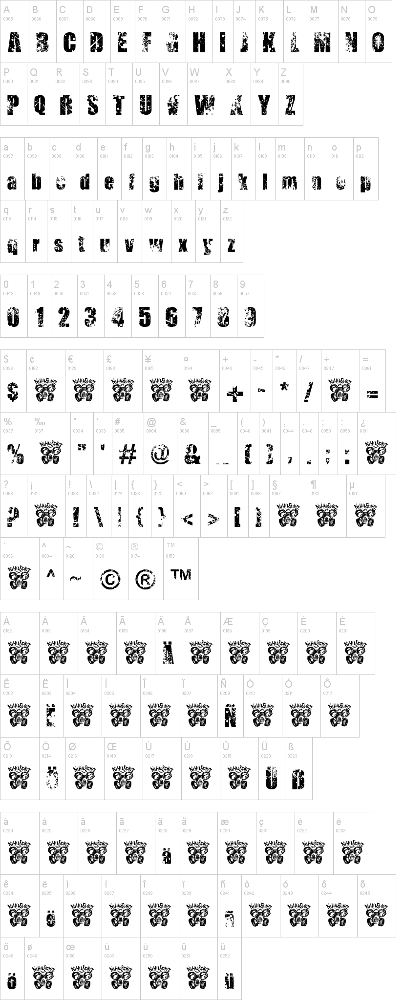 Thirsty for Souls 字体字形表