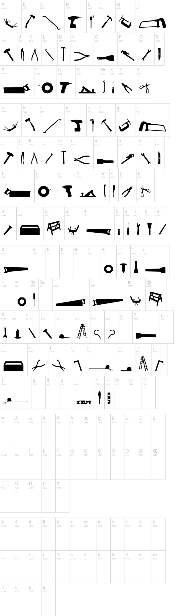 Tool 字体字形表