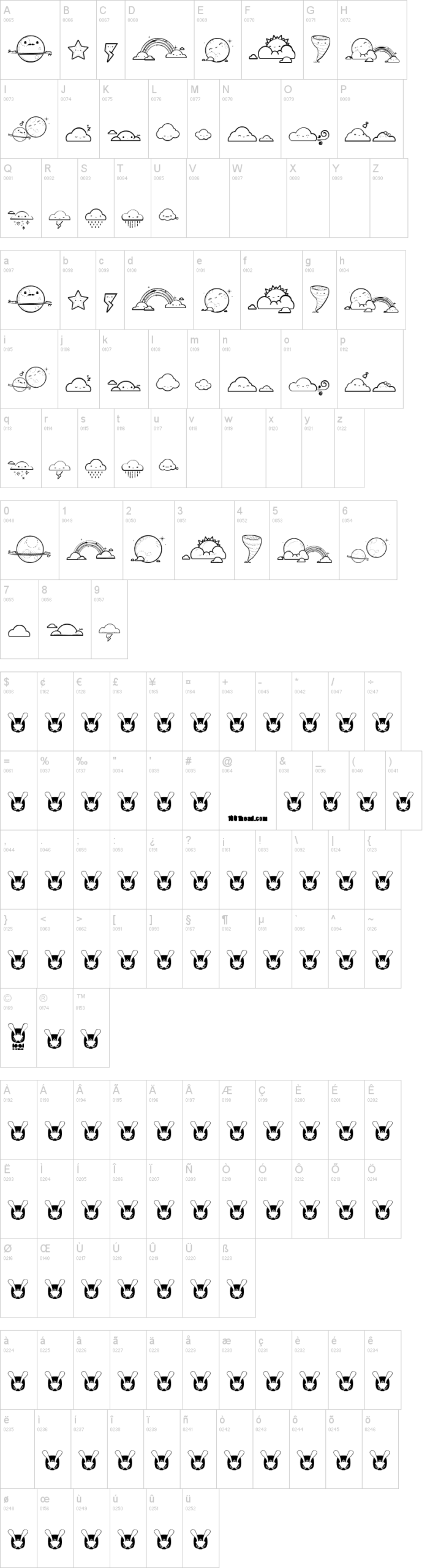 Toy Cloud 字体字形表