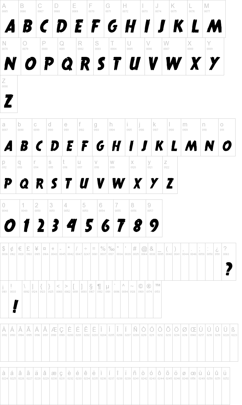 True Crimes 字体字形表