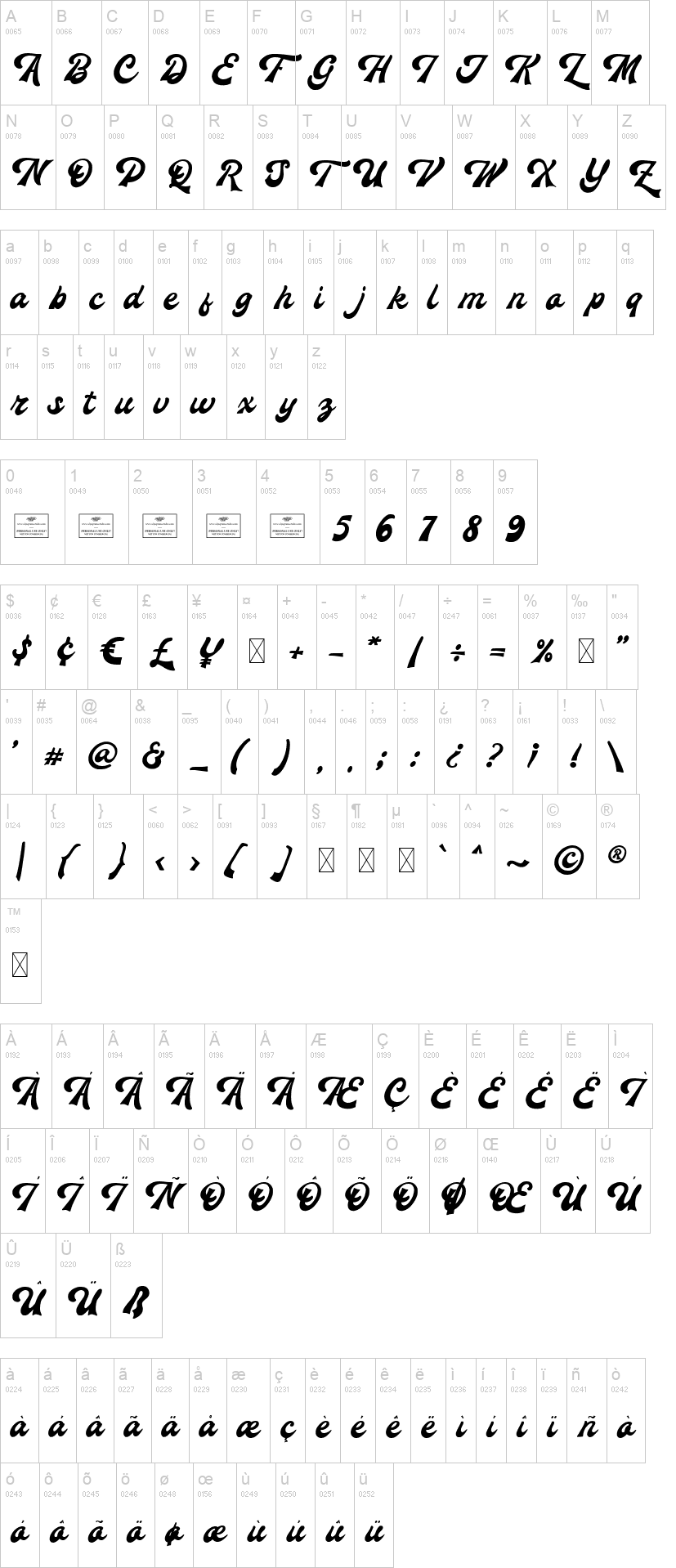 Twilight Luminance 字体字形表
