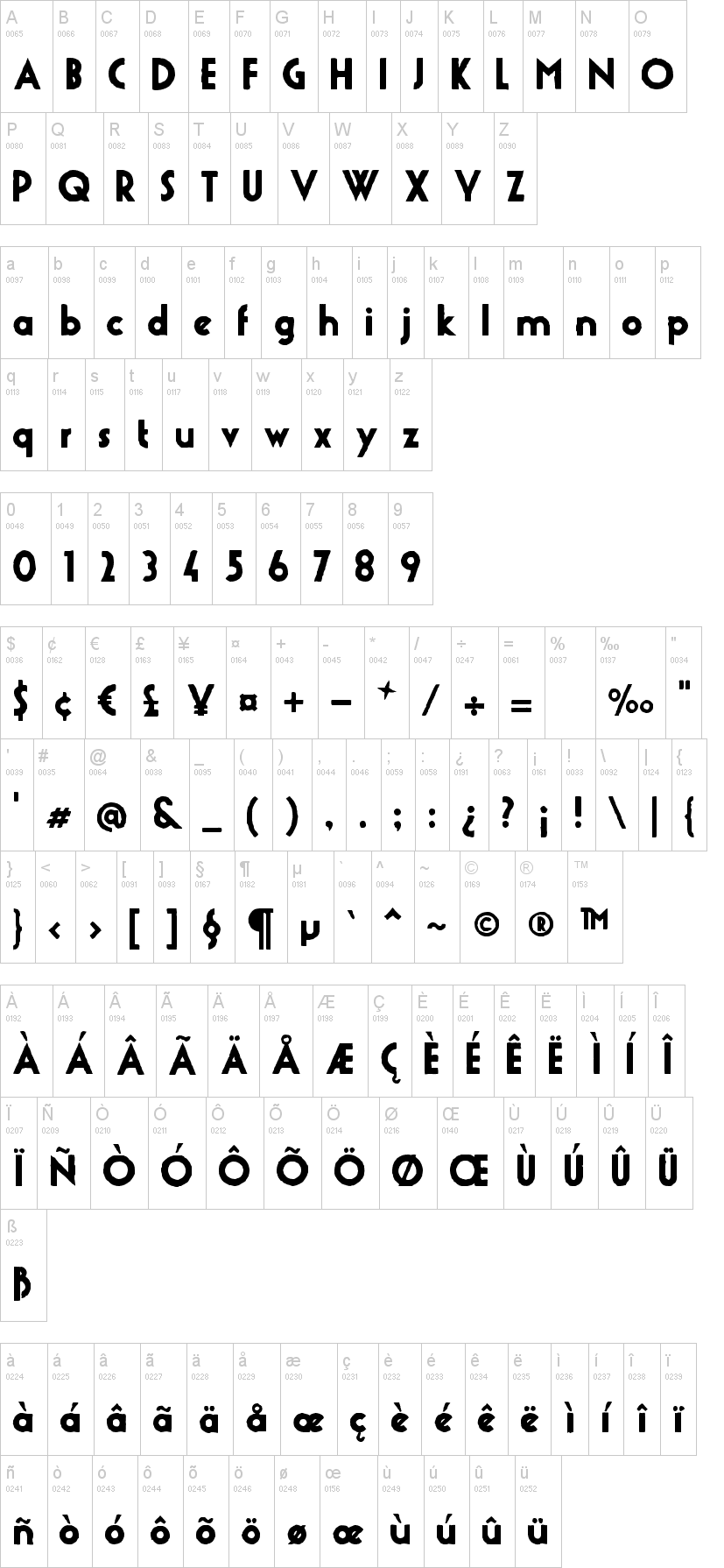 Urban Stone 字体字形表