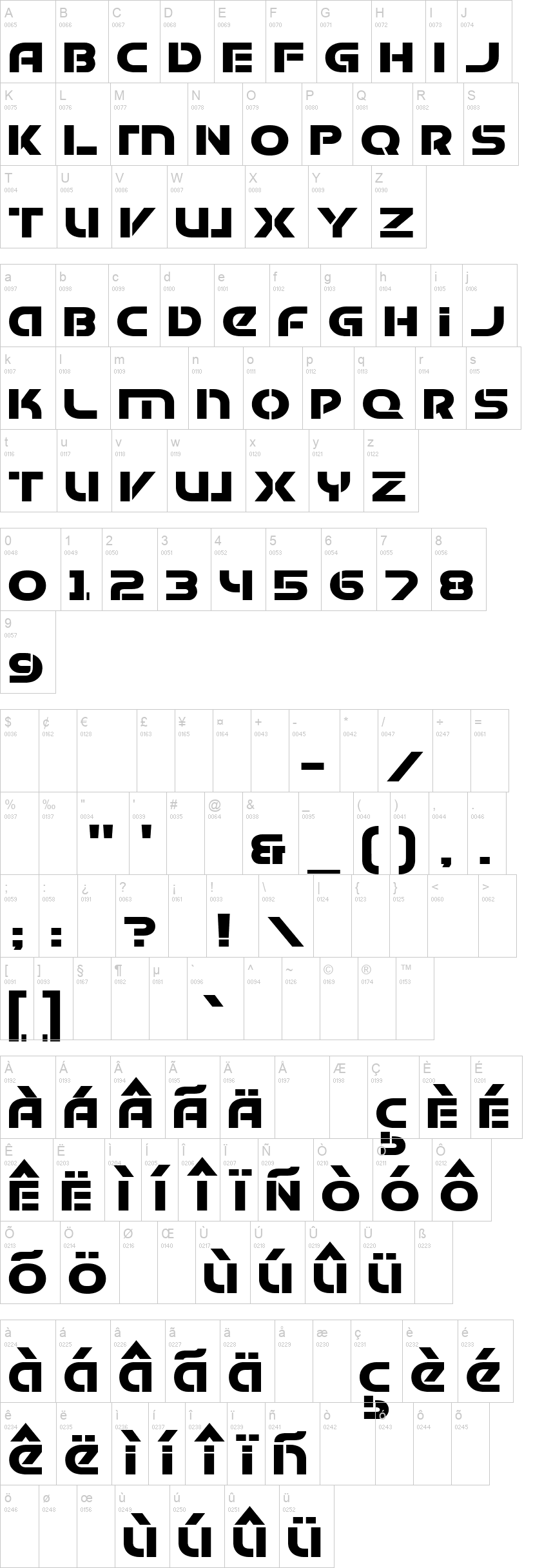 Urban Tribe 字体字形表