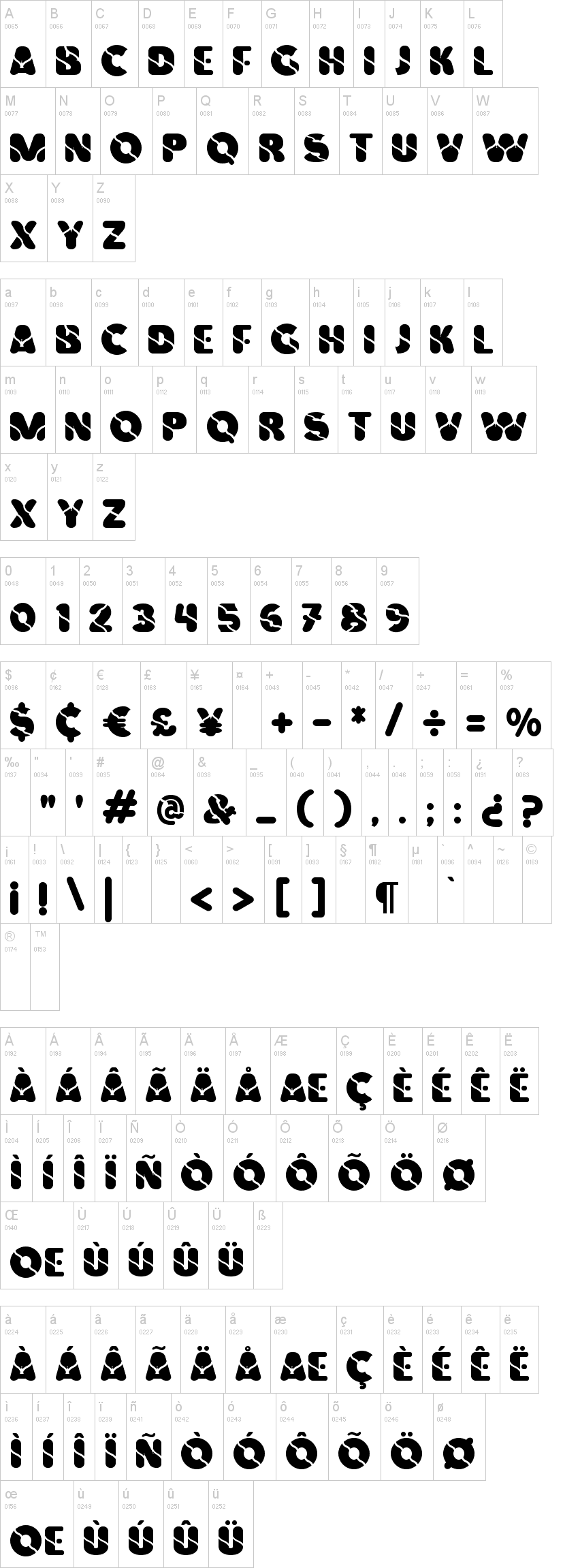 Vinilo 字体字形表