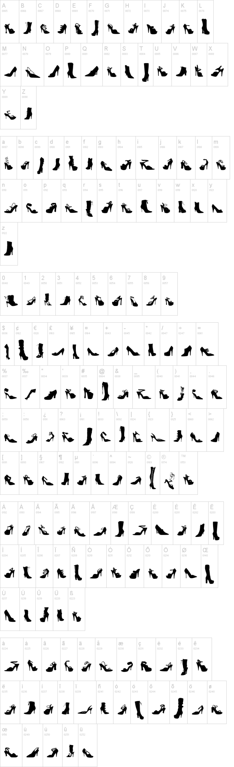 WC Fetish Bta 字体字形表