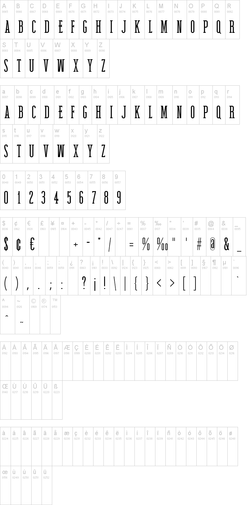 Western Wonderment 字体字形表