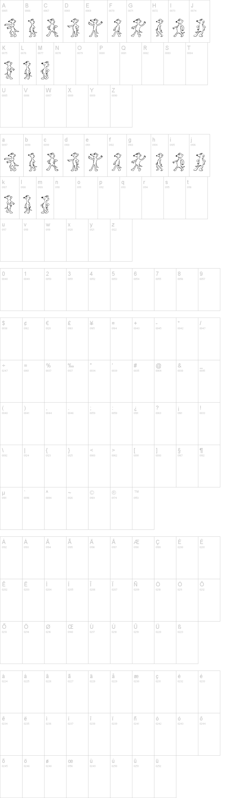 White Mouse 字体字形表