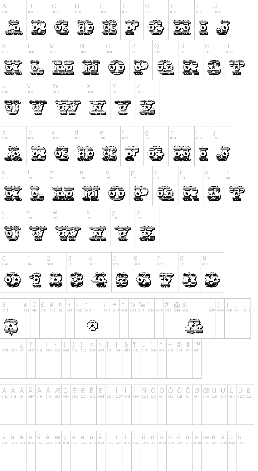 Wild West 字体字形表