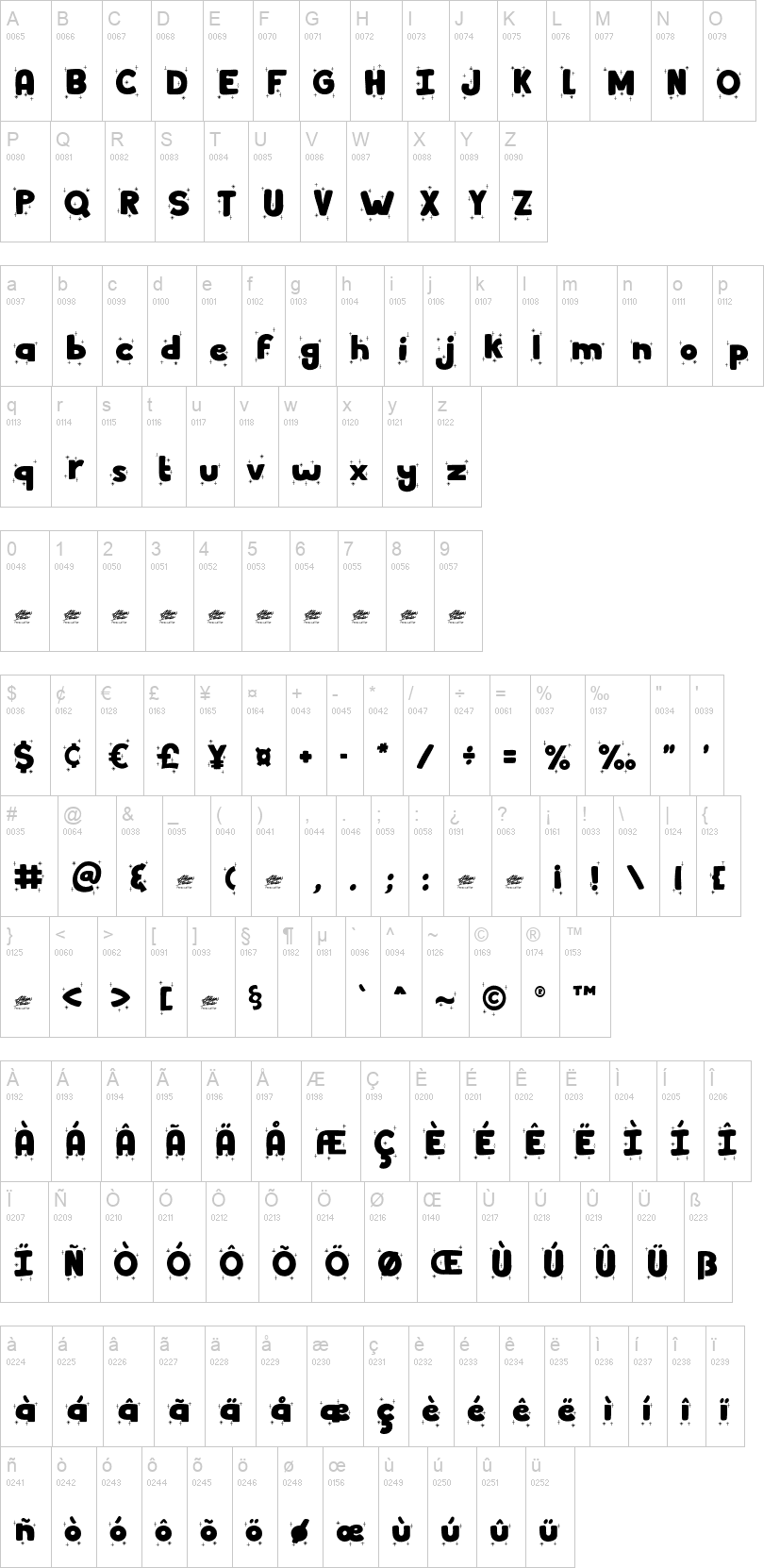 Winter Dairy 字体字形表