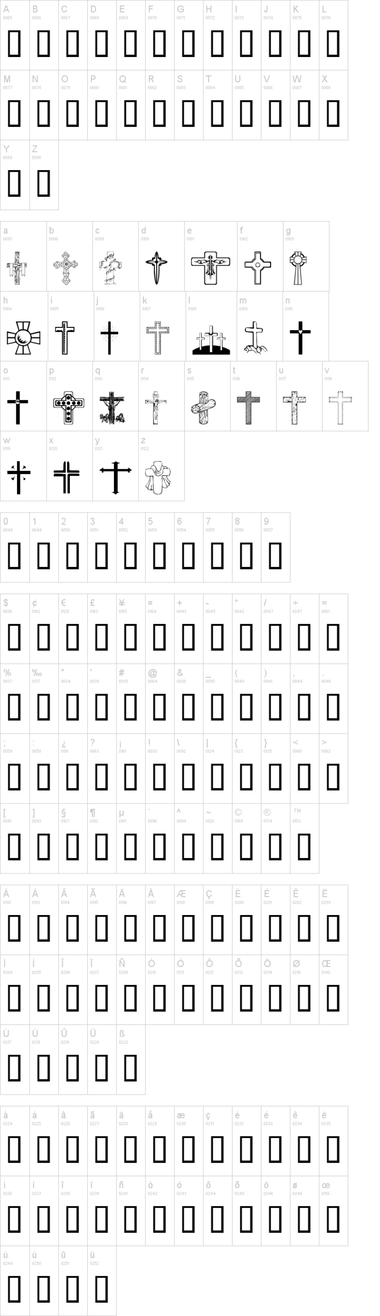 WM Crosses 1 字体字形表