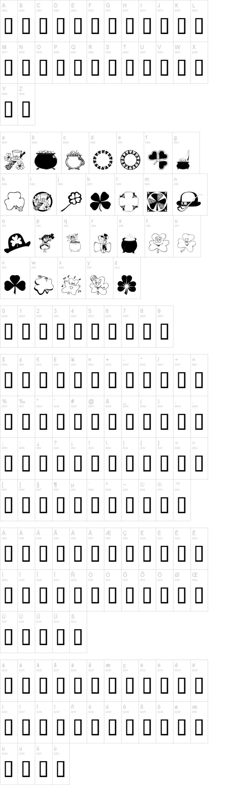 WM St Paddys 字体字形表
