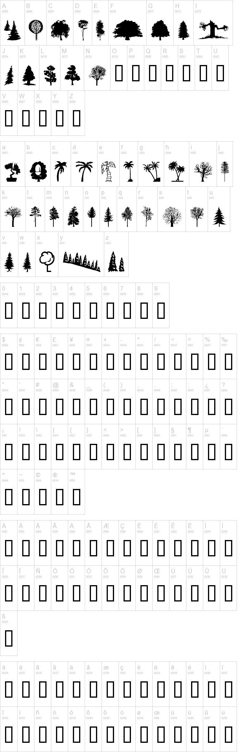 WM Trees 1 字体字形表