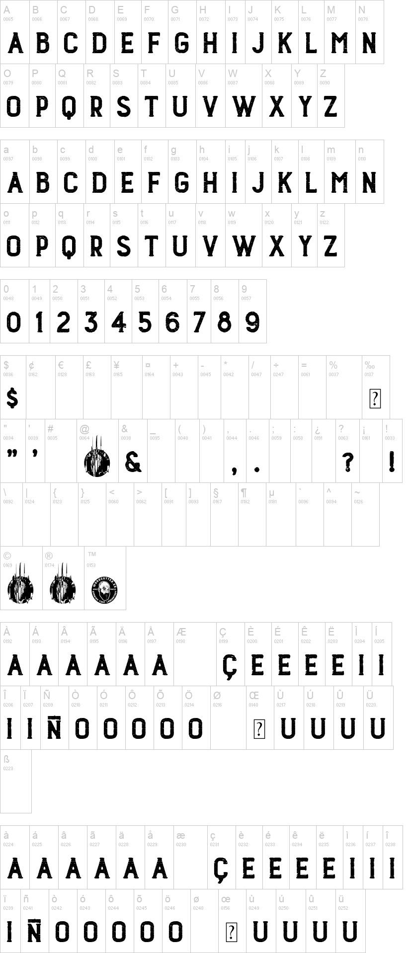 Wood Works 1974 字体字形表