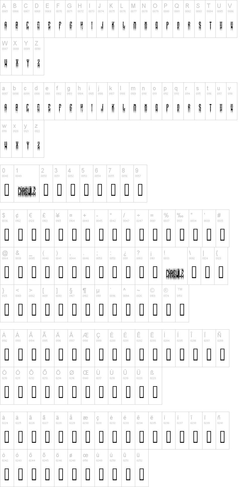 XSpiked 字体字形表