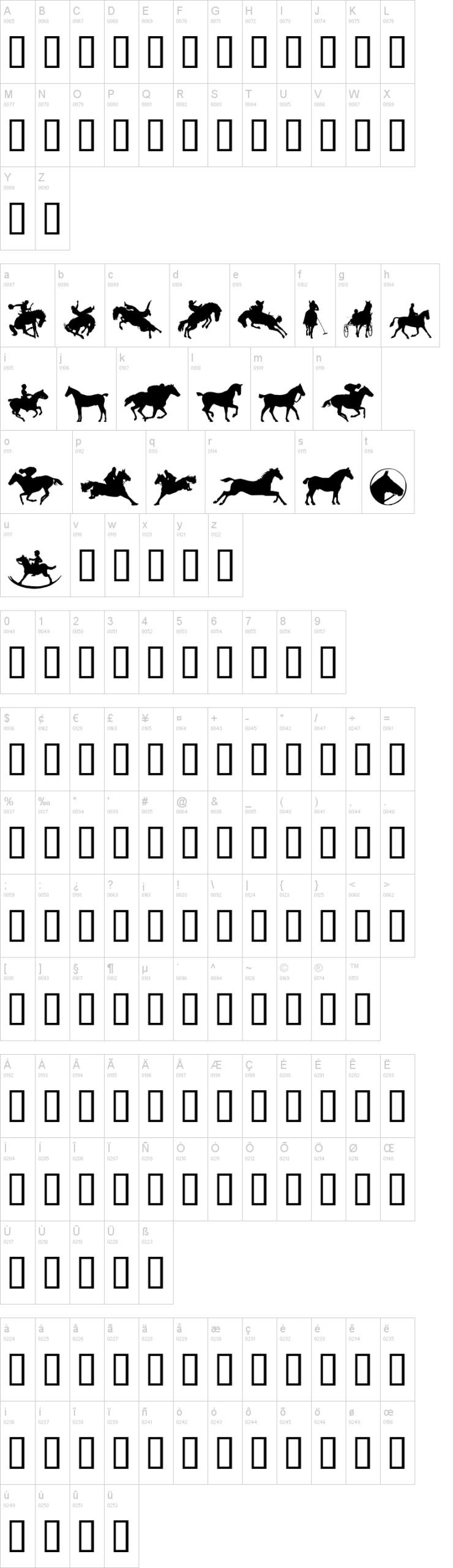YeeHaw 字体字形表