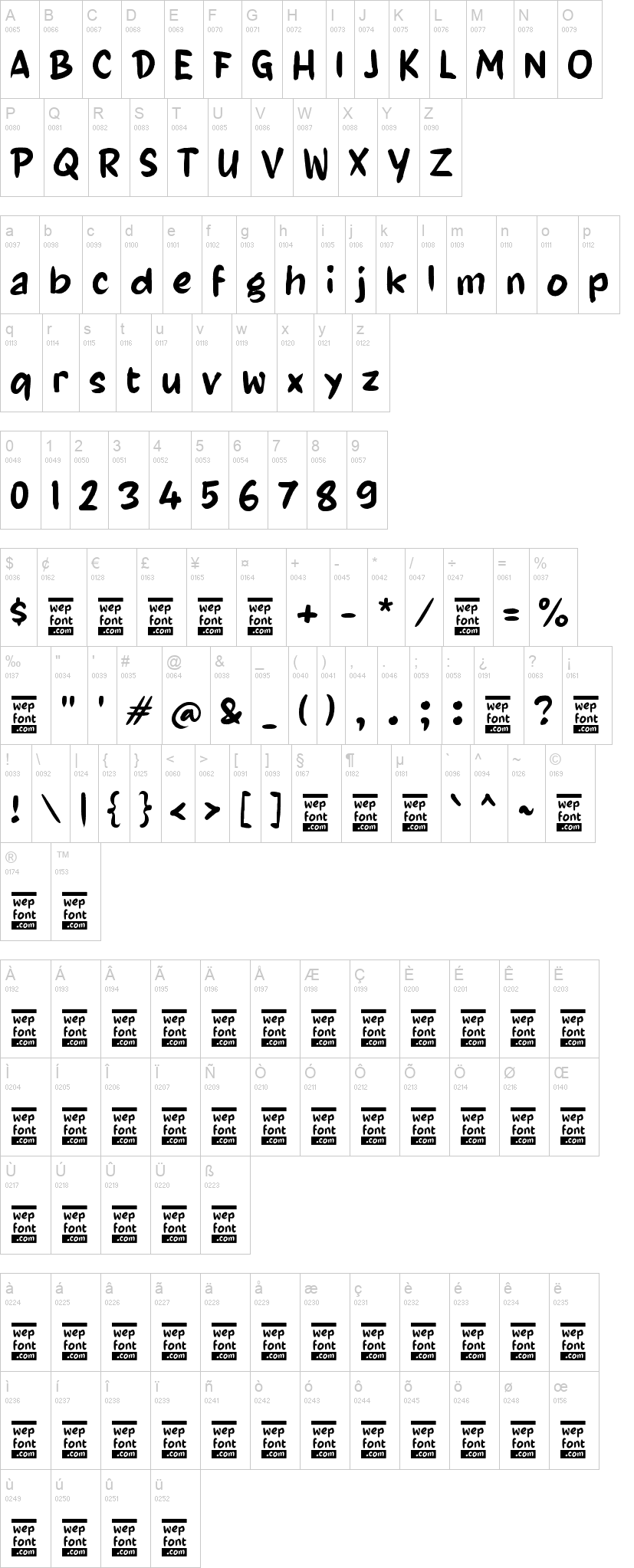 Zabisuka 字体字形表