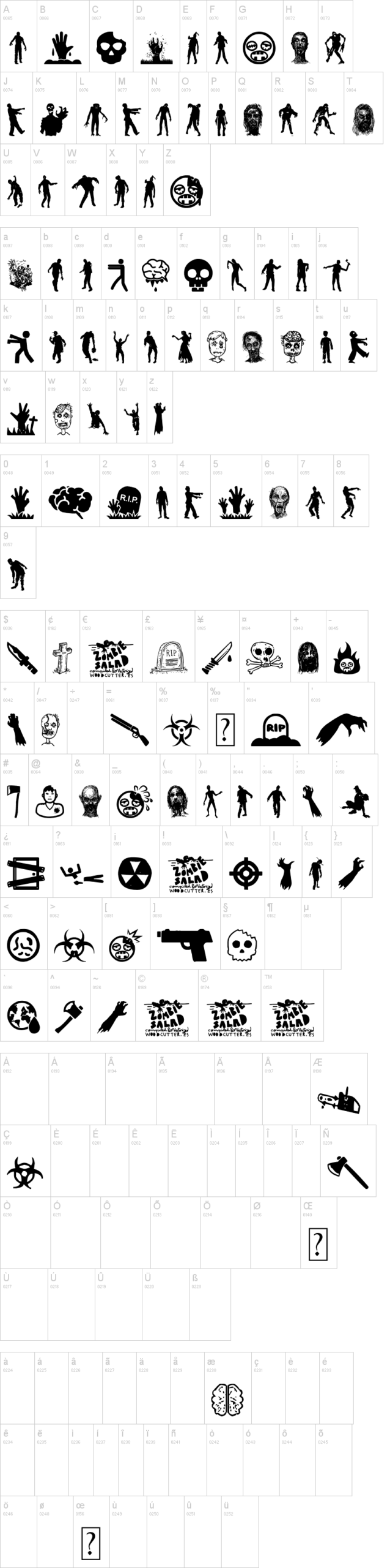 Zombie Salad 字体字形表