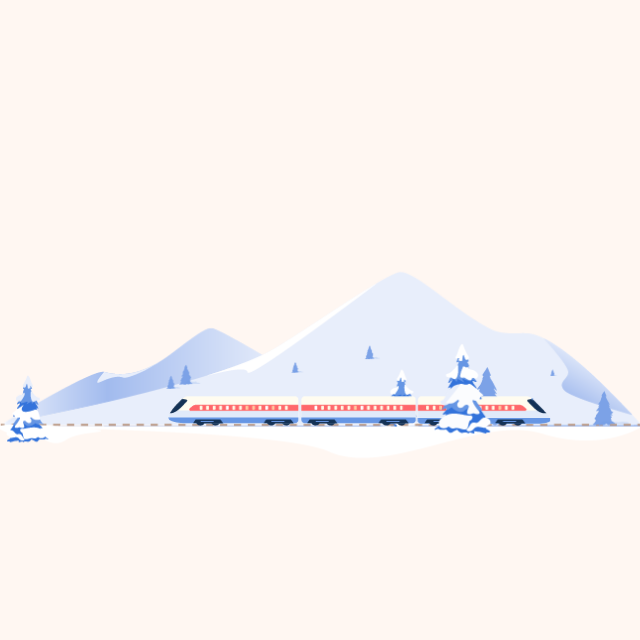 雪景中穿梭的火车动效，适合电商首页首屏