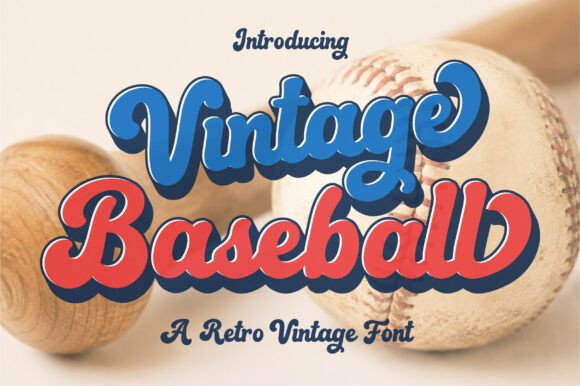 球衣与海报上的复古手写，Vintage Baseball 笔画粗犷圆润