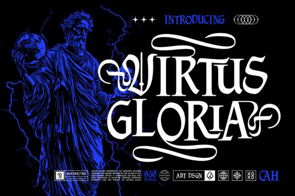电竞Logo与潮牌包装的哥特字体Virtus Gloria