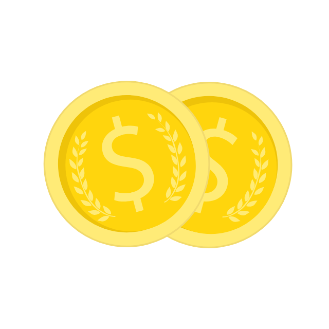 金币从侧边滑入重叠，轻快传递财富信号