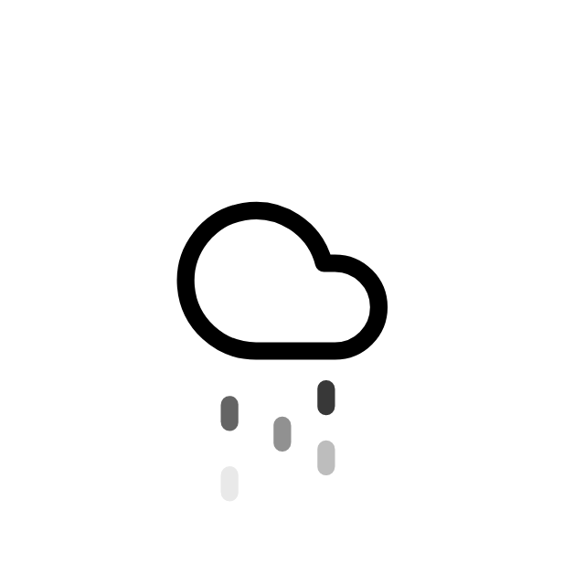 黑线勾勒云朵轮廓，灰点化作连绵雨滴