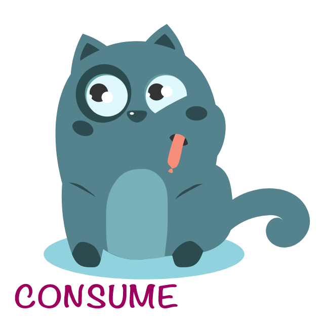 香肠逐渐缩短的贪吃猫动效